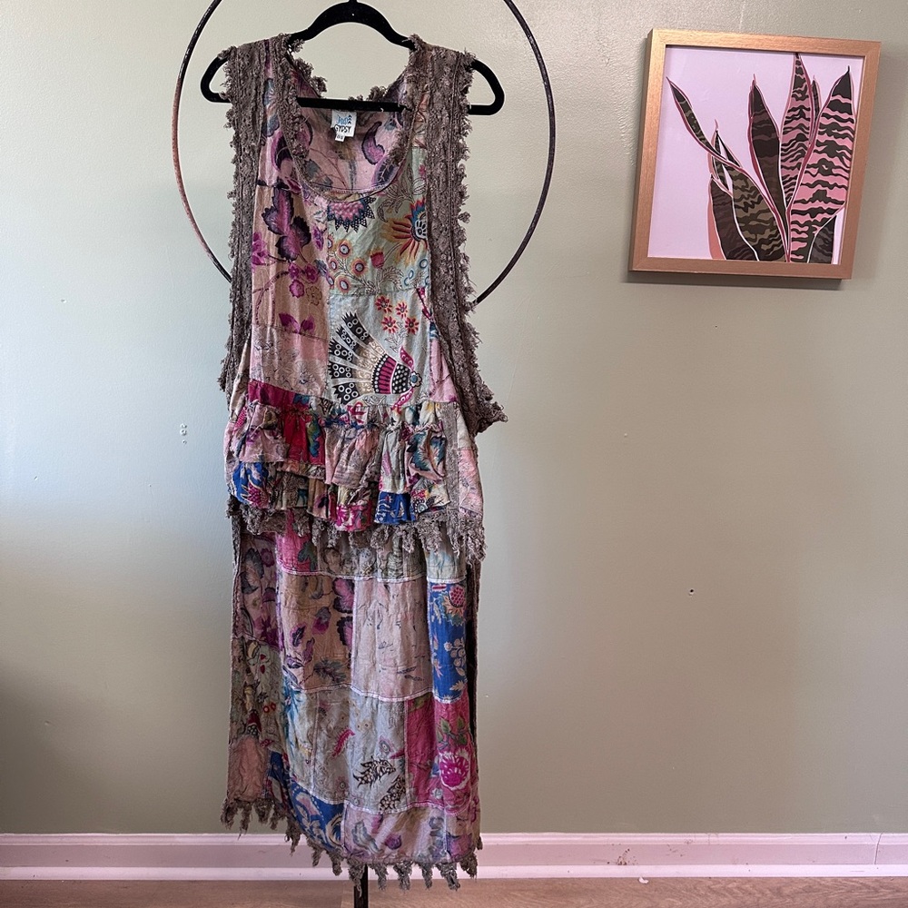 Jaded Gypsy Floral Patchwork Sleeveless Hi-Lo